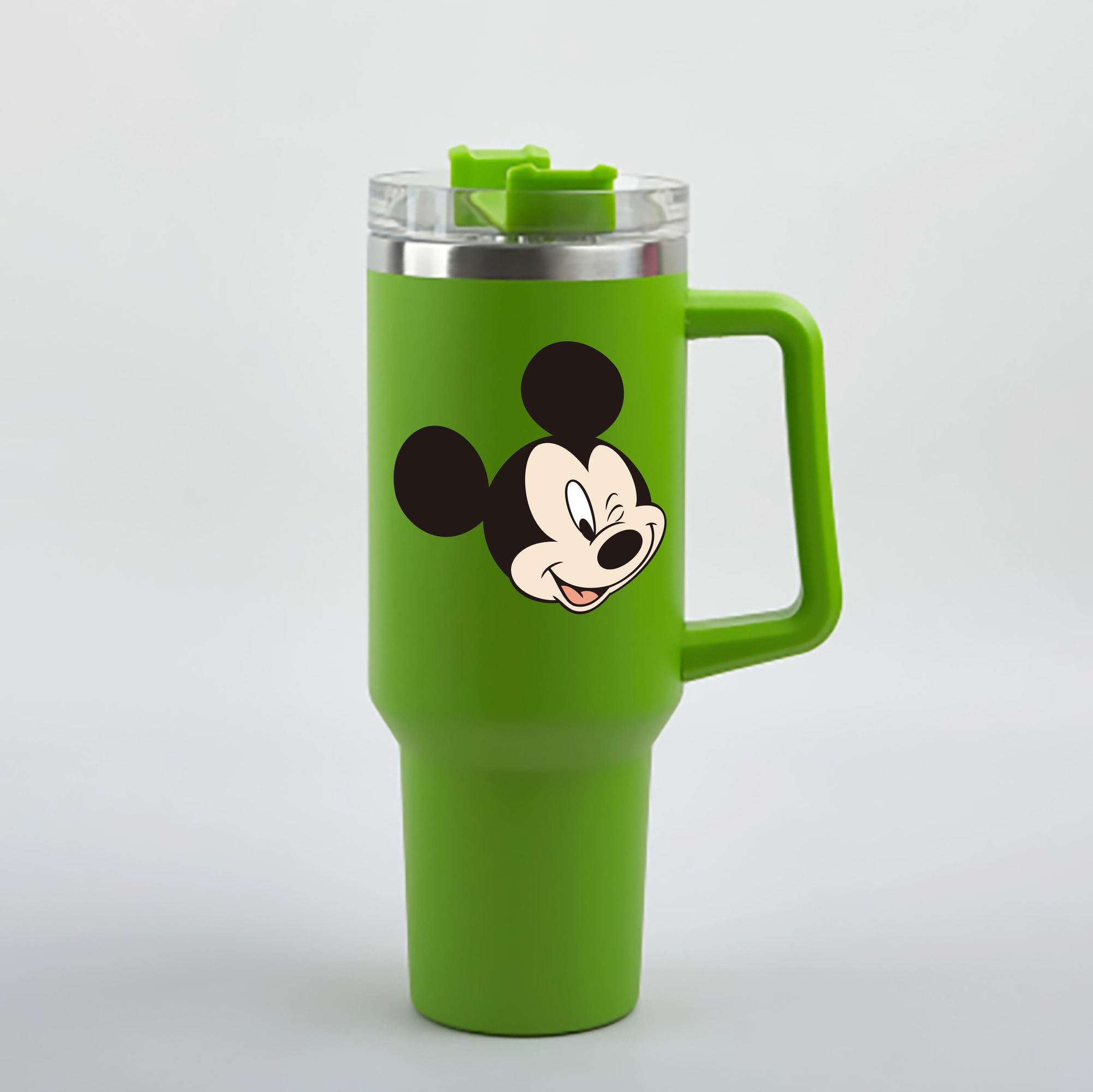（画像用） ミッキーマウス Mickey Mouse 1200mL車用タンブラー - クリスタルステッカー（プラスチックストロー付き）